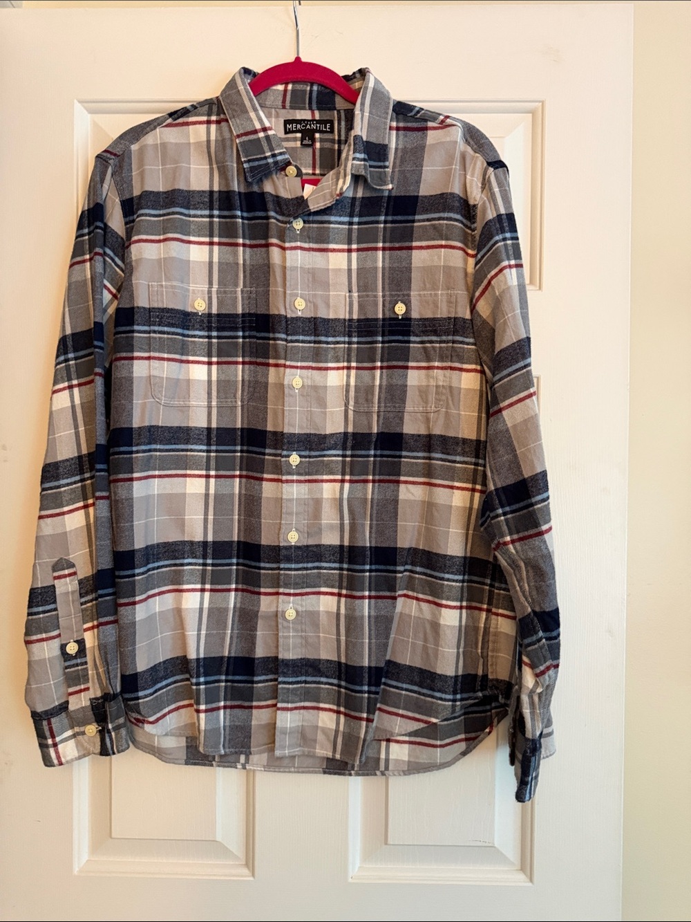 J. Crew Men's Navy, Gray and White Plaid Button-Down Shirt